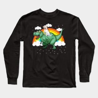 T Rex Dinosaur Riding Labrador Dog Long Sleeve T-Shirt